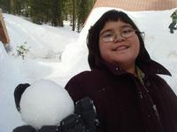 Chrysta making a snowball