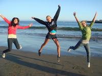 Mikayla, Taylor, and Laura catching some air.