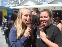 Sara and Emily enjoying ice cream