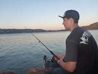Josh fishing at Clear Lake in solitude