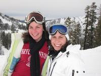 Danielle and Liz skiing