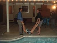 Wendy being thrown in pool