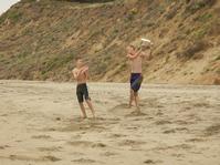 Jacob and Matt playing frisbee