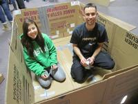 Ashley and Robert building the boxsled