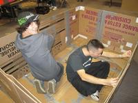 Josh and Robert working on the boxsled