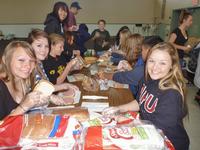 Making sandwiches for the homeless