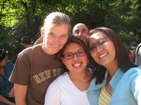 Kim, Jasmine, and Fion posing in front of Half Dome