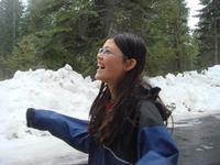 Amber enjoying the falling snow