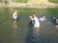 Water fights in the river. Watch out Justen, Stephanie is behind you!