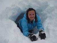Monica in her snow fort