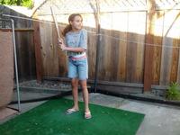 Donya in Sara's batting cage