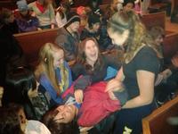 Fion lap surfing during chapel