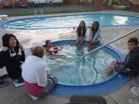 Lesson time in the hot tub