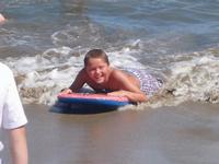 Donald boogie boarding in Santa Cruz