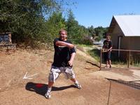 Michael disc golfing in Murphys at Feeney Park