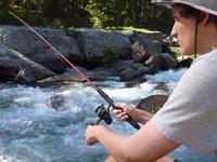 Kevin trying to fish the rapids