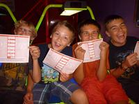 The boys showing their awesome kill sheets at Laser Quest