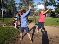 Karena and Jenny helping launch water balloons