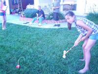 Rachel going for the gold in croquet