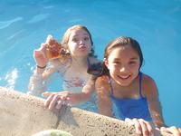 Pizza in the pool.