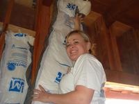 Ashlee working with the insulation