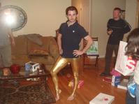 Matt with his "White Elephant Gift" gold tights