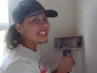 Jasmine doing drywall