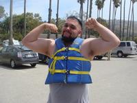 Sam in little life vest.  How cute.