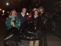 Handing out bags of clothes in San Francisco