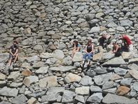 Sitting on the back side of the Lake Alpine dam