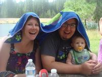 Christy, Erik, and Jake during our suprise hail storm