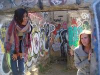 Karena and Amy exploring an old fort