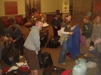 Sorting clothes for our San Francisco outreach