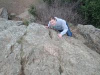 Kim climbing Eagle Rock