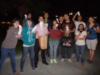 Handing out socks in downtown San Jose