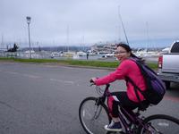 Rachel biking in San Francisco