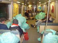 Our warm clothing bags on BART