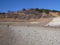 Exploring the dry lake bed at Stevens Creek Reservoir