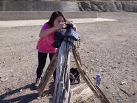 Rachel with her drift wood tripod