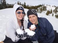 Rheann and Sharon eating snow