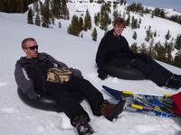 Chris and Will taking a breather after hiking up the mountain