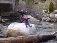 Chris and Matt climbing rocks