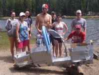 Derek's team's cardboard and duct tape boat