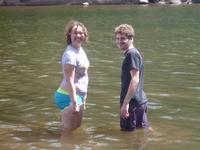 Hannah and Mark getting ready to swim