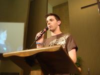 Justin talking at Youth Sunday