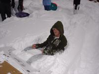 Will, enjoying a seat in the snow