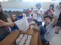 Building the bag lunches for the homeless