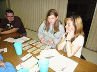 Kim counting the over $5000 we raised for World Vision