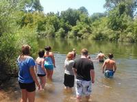 Getting ready to swim in the river by our camp site