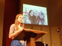 Hayley sharing about her 30 Hour Famine experience